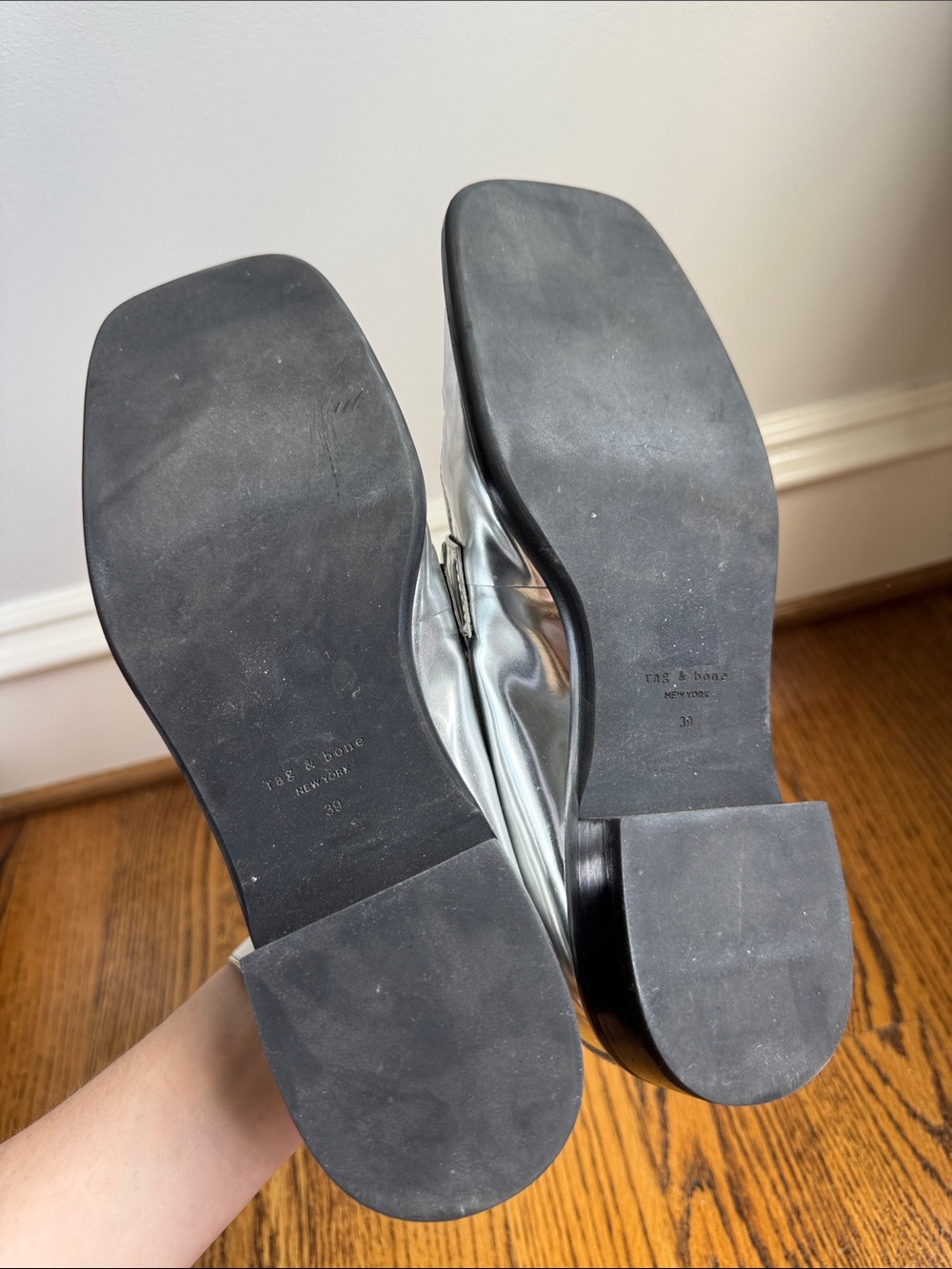 rag & bone Metallic Silver Penny Loafers size 39 - Picture 3 of 4